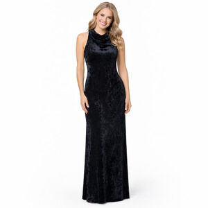 Betsy & Adam Velvet Formal Evening Gown Womens Size 8 Black Wedding Party Dress